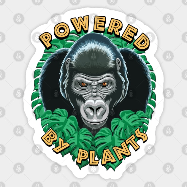 Vegan gorilla powered by plants Sticker by TMBTM